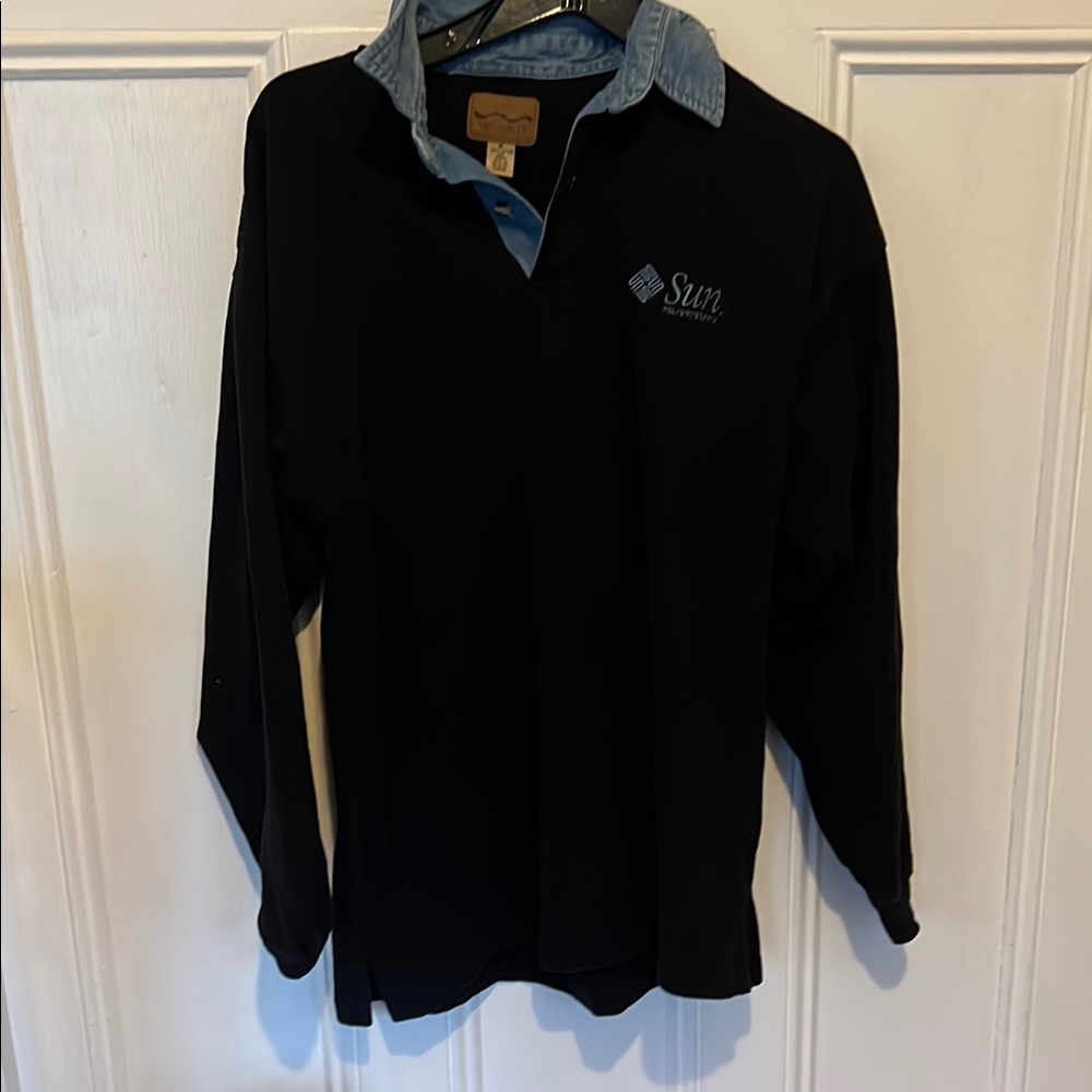 Sun Microsystems Black Casual Button Down Shirt